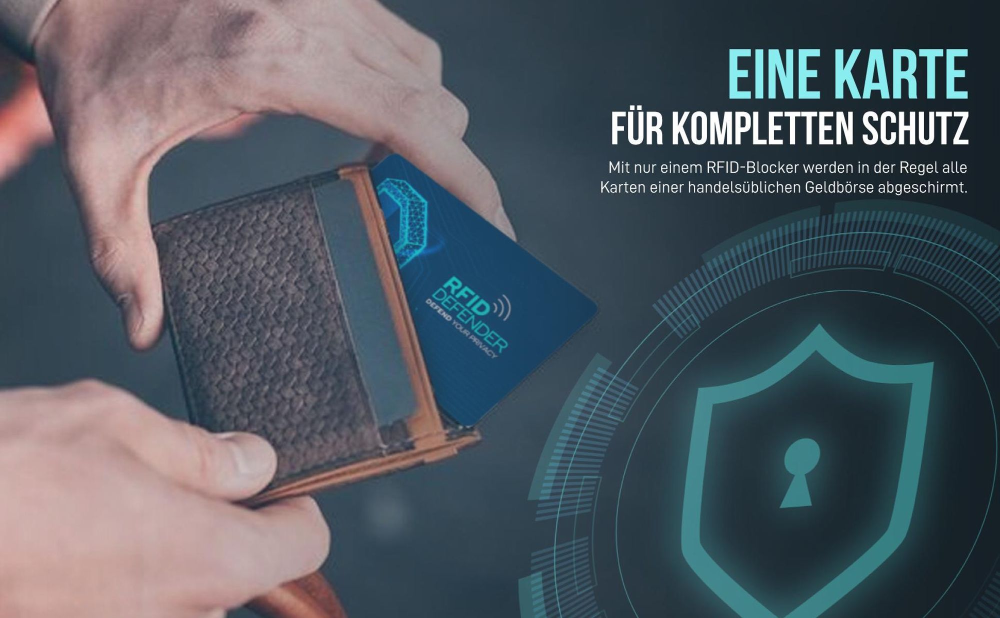 Eine RFID / NFC Schutzkarte genügt meist für den gesamten Geldbeutel