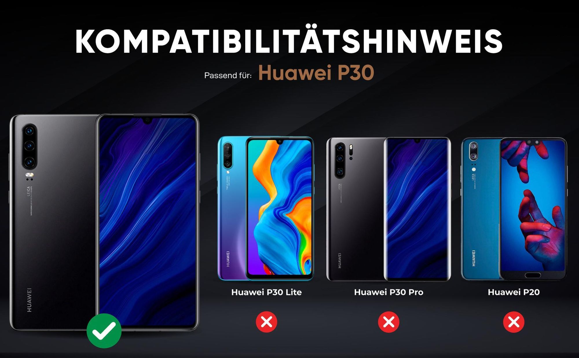 Kompatibilitätshinweise Hülle für Huawei P30