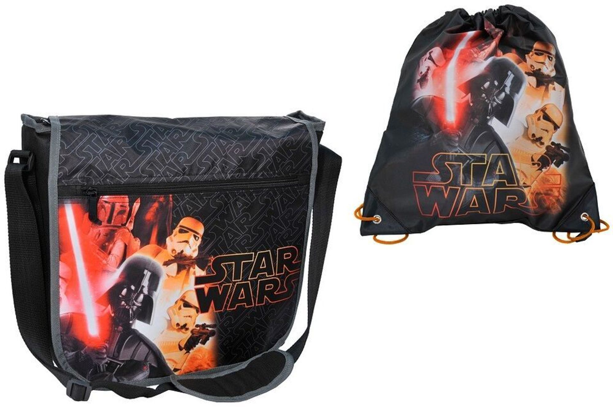 SCOOLSTAR Das ultimative STAR WARS Set – Darth-Vader-Schultertasche und passender Turnbeutel für Schule, Sport und galaktische Abenteuer