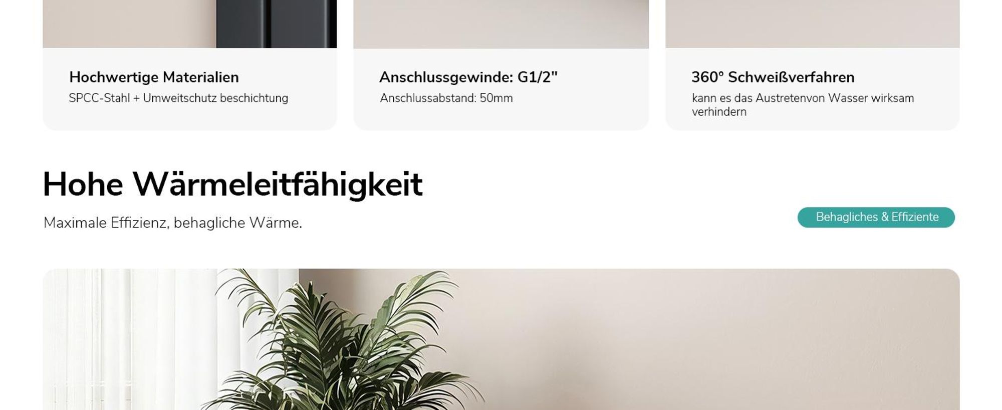 EMKE Heizkörper Design Doppellagig Paneelheizkörper 600x300mm, Anthrazit Flach 327Watt Mittelanschluss ohne Heizstab