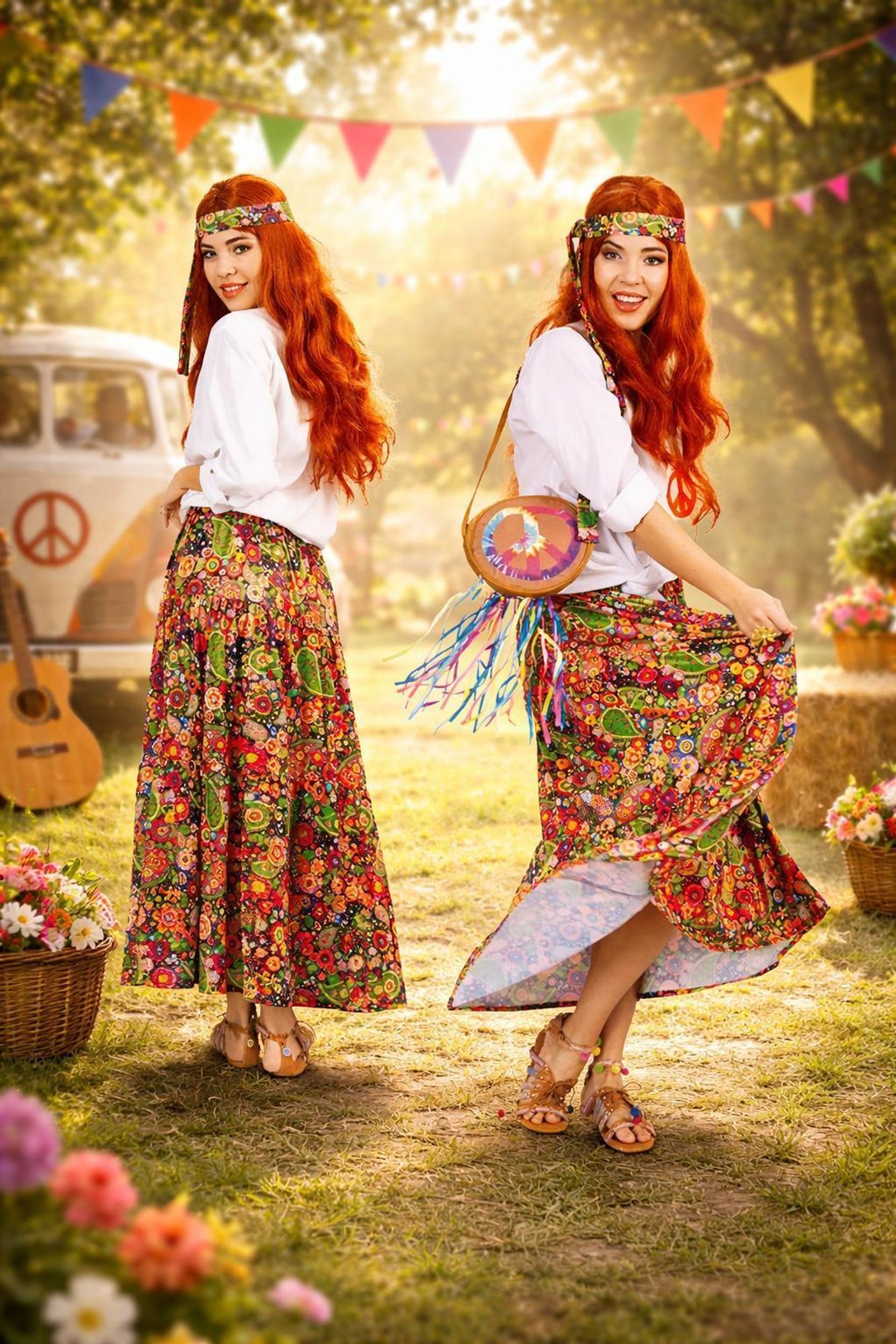 Flower Power Rock inkl. Stirnband