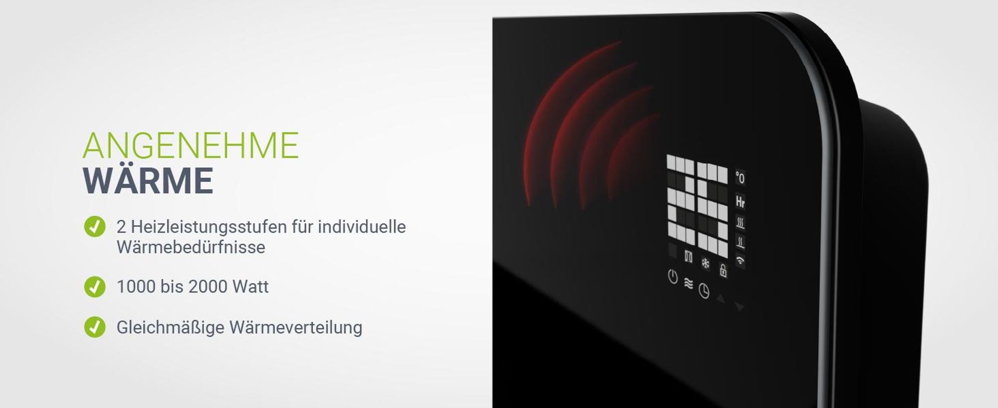 Juskys Glasheizung 2000W – Elektroheizung, Wand- & Standgerät, App & Fernbedienung