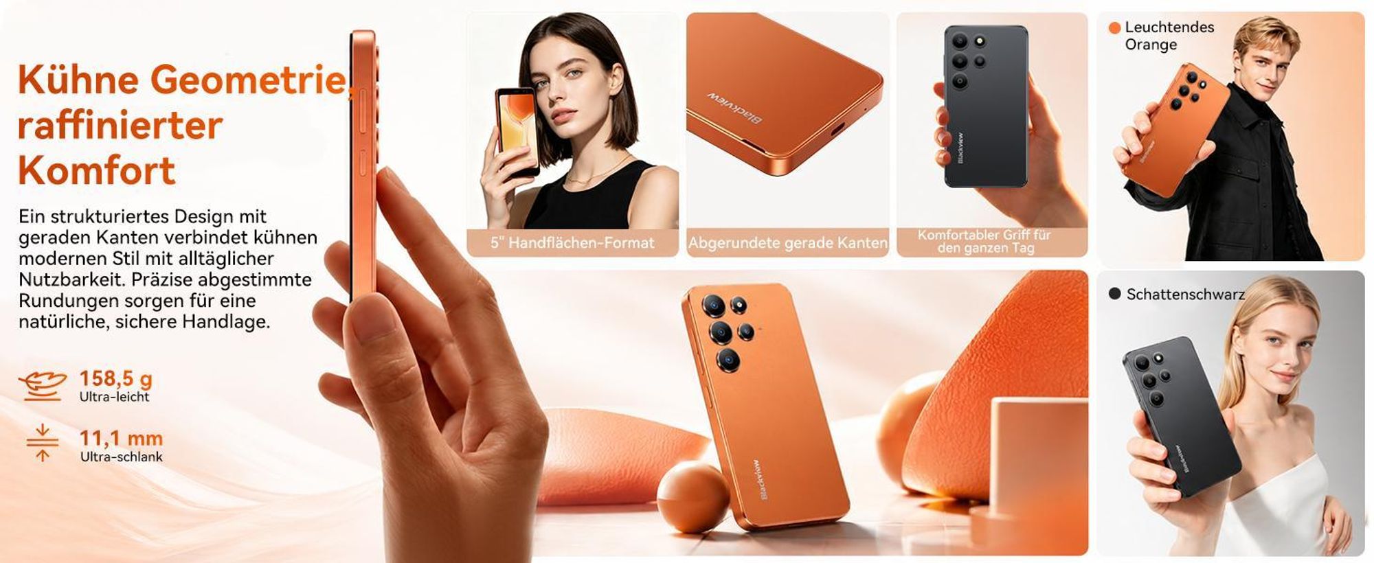 2026 Oscal Wave 2C 5" ultraleicht Handy Ohne Vertrag incl 18W charge, Android 16, 12+32GB, Face ID, Dual SIM, 1080P, Free TPU Protective Case