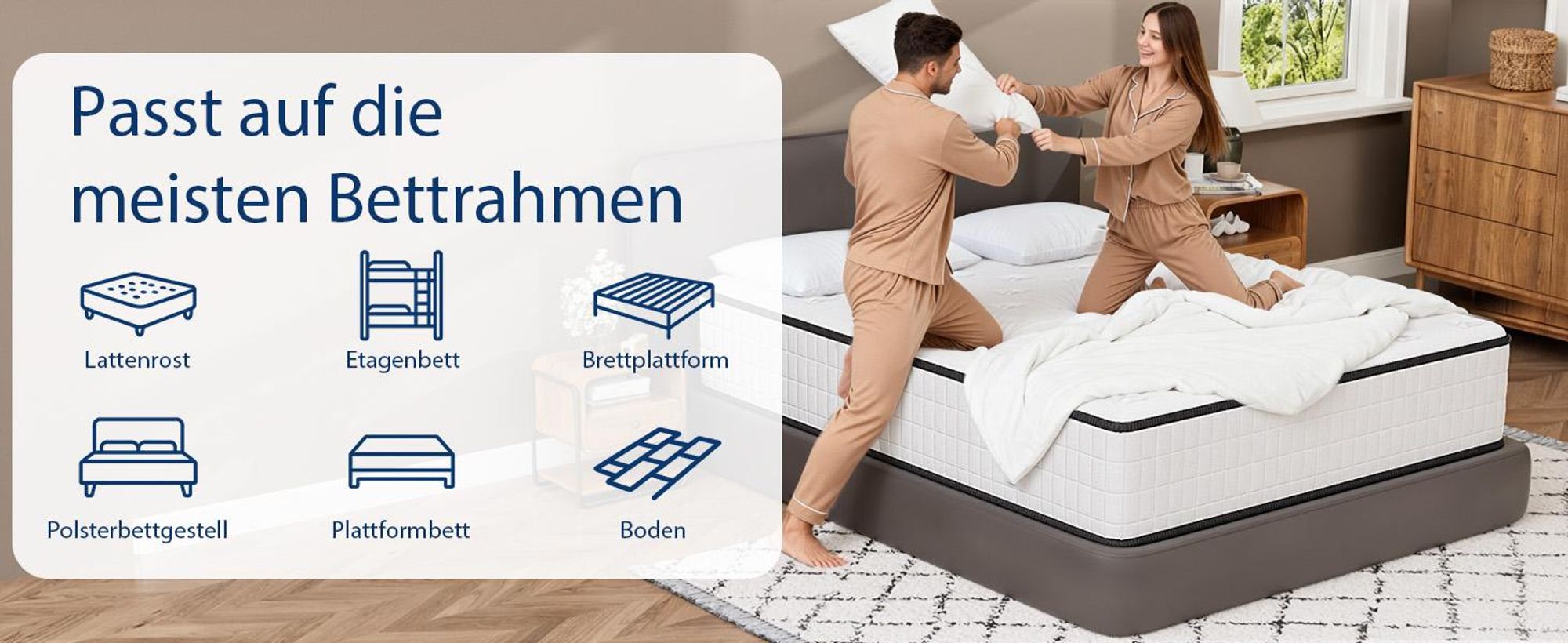 DEWINNER Matratze, 90 x 190, Schaumstoff 30 cm und Memory-Schaum-Matratze, perfekte Unterstützung, hohe Widerstandsfähigkeit, ultra-atmungsaktiv