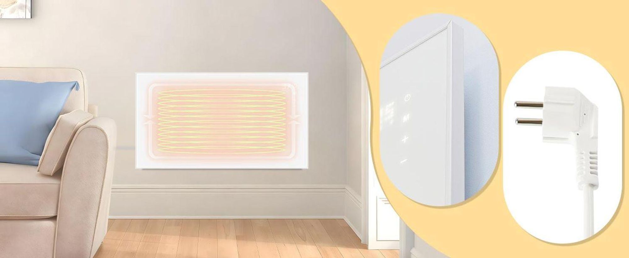 ZMH Elektroheizung 600W mit Thermostat Infrarotheizung energiesparend infrarot Wandheizung Wand Heizkörper elektrische Heizgerät mit Fernbedienun