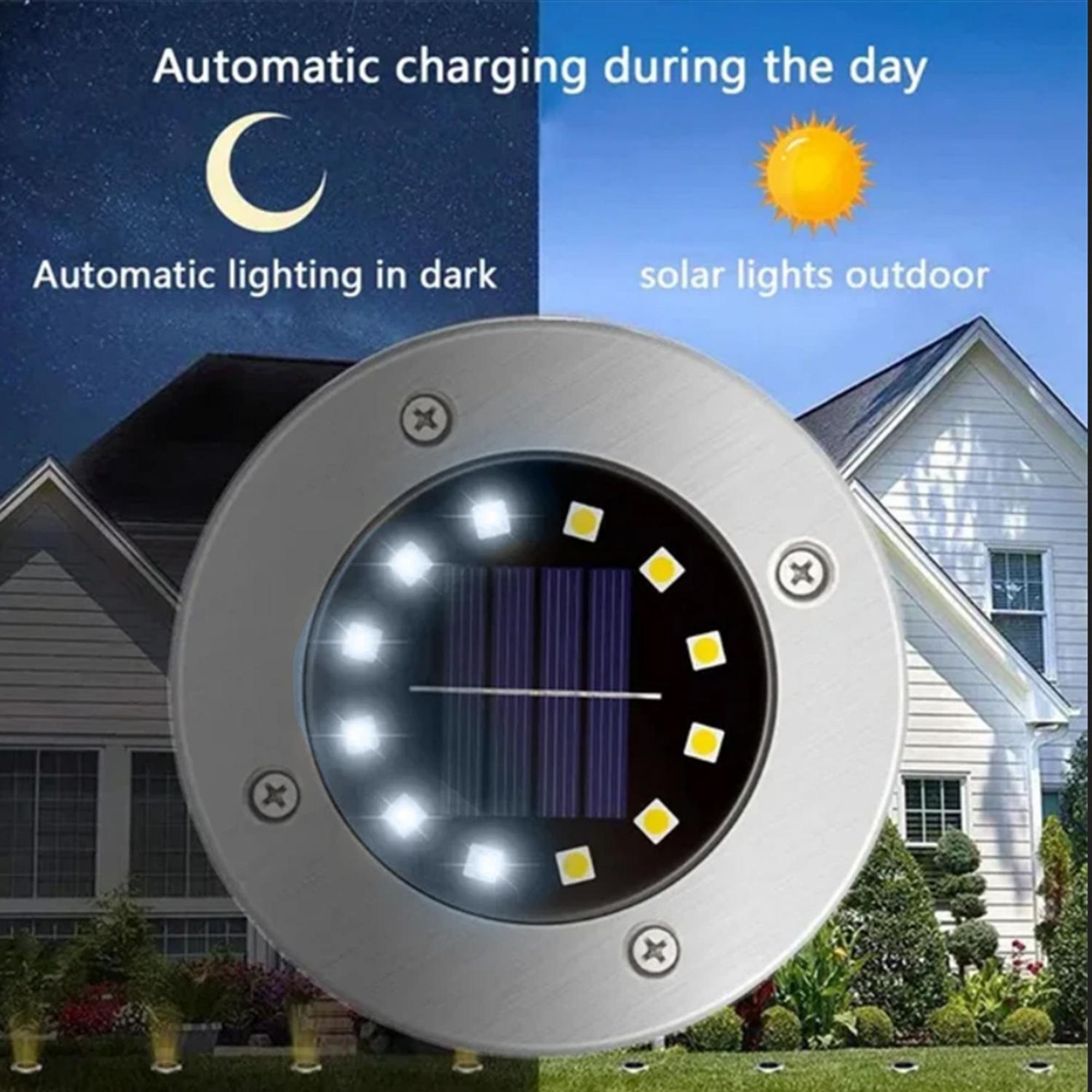 4x Maclean IP44 Solar-LED-Garten-Einfahrtsleuchte 12 SMD-LEDs 4000 K Ni-MH 600 mAh 0,7 W MCE318