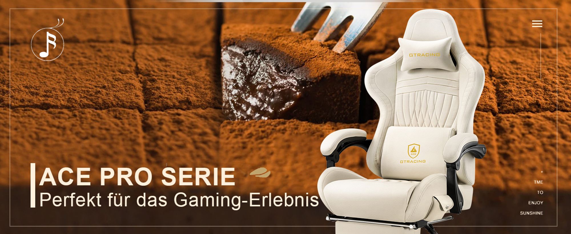 GTPLAYER Gaming-Stuhl ACE PRO, Ergonomischer Bürostuhl Neigbare Armlehnen Mit Fußstütze, Hi-Fi Lautsprecher, Beeindruckende Klang-atmosphäre, Ivory