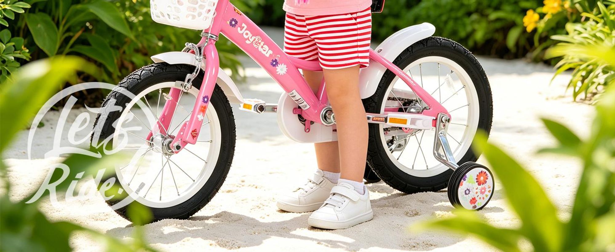 JOYSTAR Mädchenfahrrad Kinderfahrrad 12/14/16 Zoll mit abnehmbaren Stützrädern, Korb, Fahnenbändern, Doppelbremse & verstellbarem Sattel 2–7 Jahre