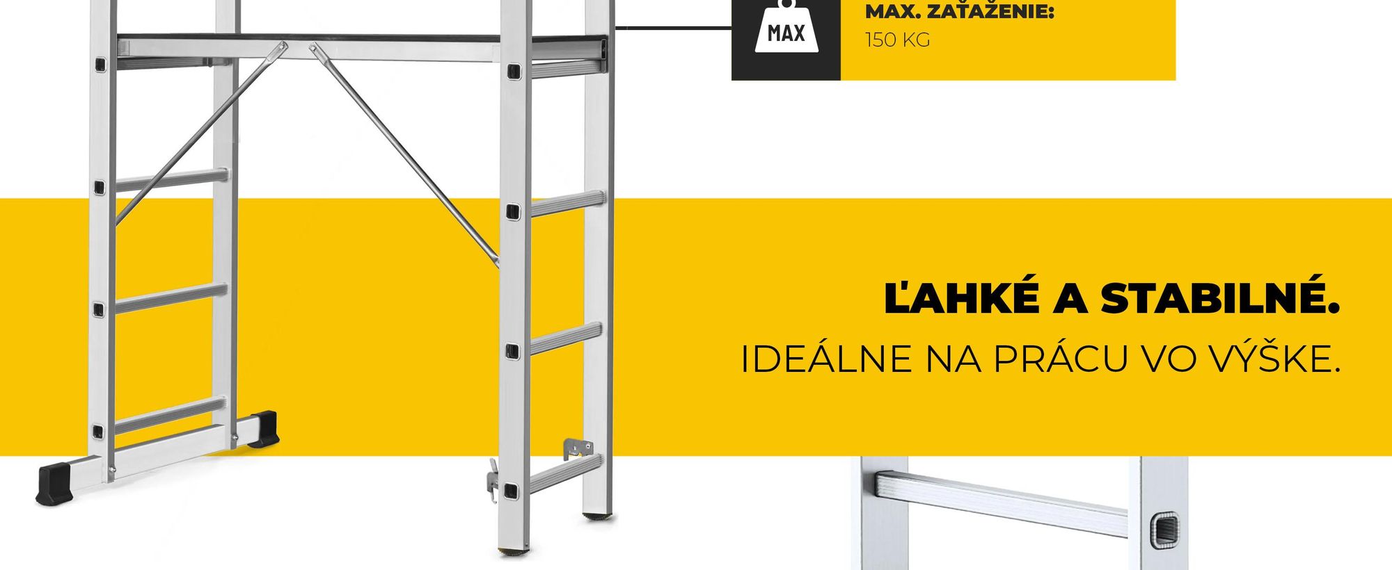 Drabest | Hliníkové lešenie - lešenie - viacúčelový rebrík - rebríkové lešenie - 2x6 - rebríkové lešenie - 150 kg - plošinové hliníkové lešenie