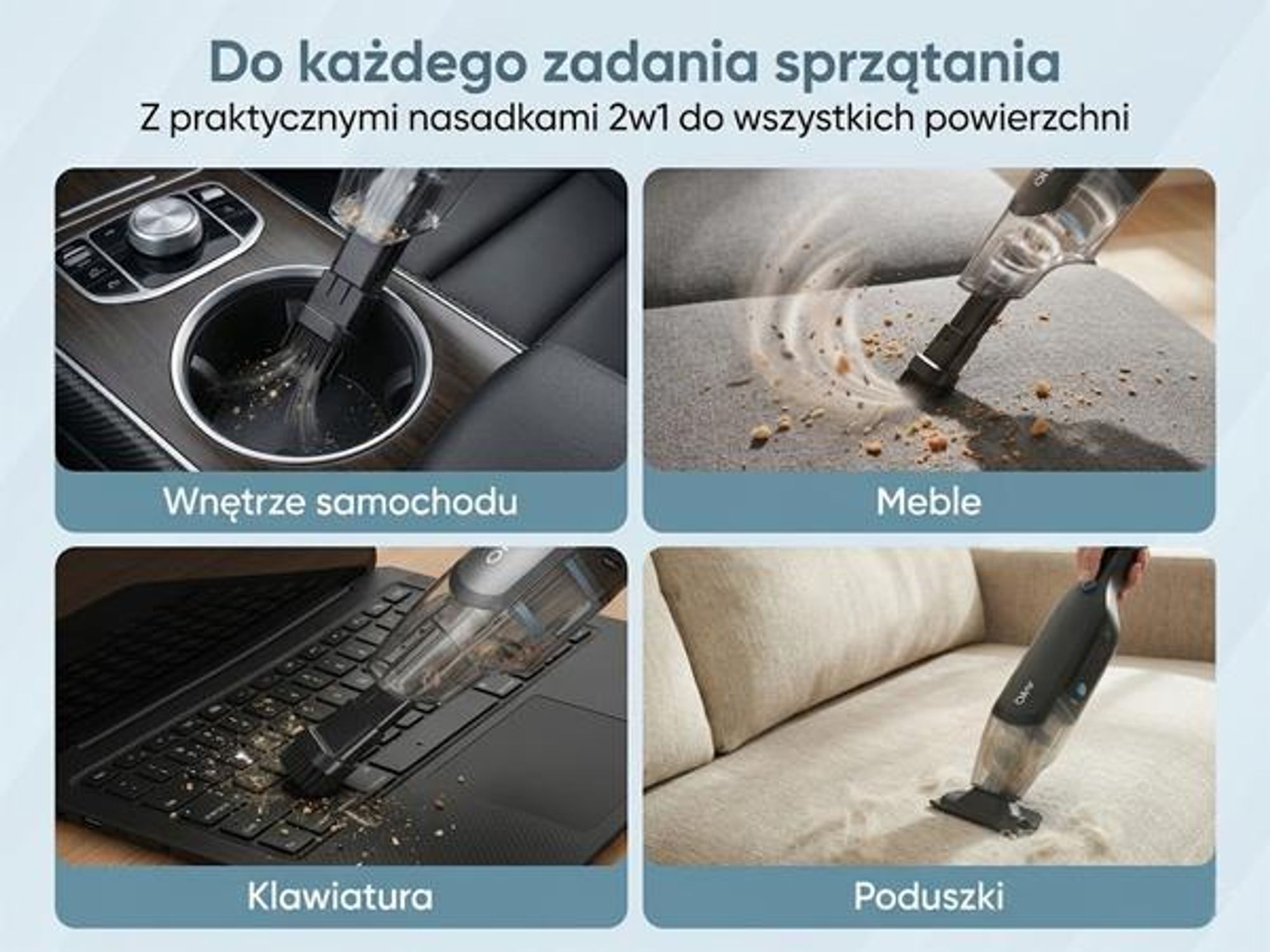 Odkurzacz ręczny Olvy Akku bezworkowy, bezprzewodowy mini odkurzacz z silnikiem bezszczotkowym, w zestawie nasadki, idealny do samochodu, sofy, mebli i sierści zwierząt