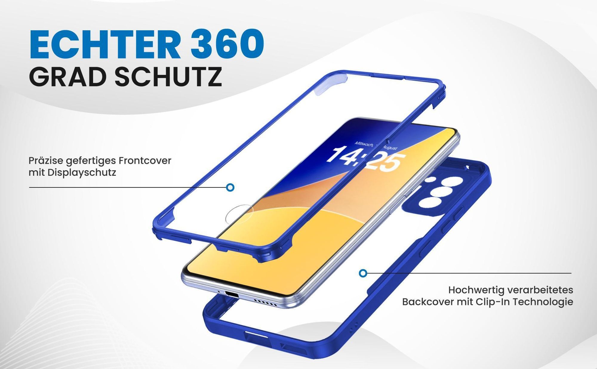 Blaues 360 Grad Case für Samsung Galaxy S21 5G mit Schutz von beiden Seiten