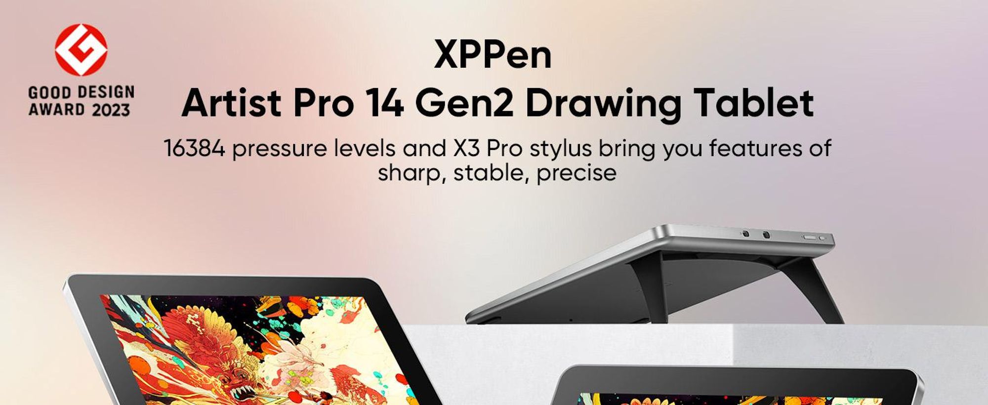 XPPen Artist Pro 14 (Gen 2), Kabelgebunden, 5080 lpi, 298,94 x 186,84 mm, USB, 1 cm, Stift, Berührung