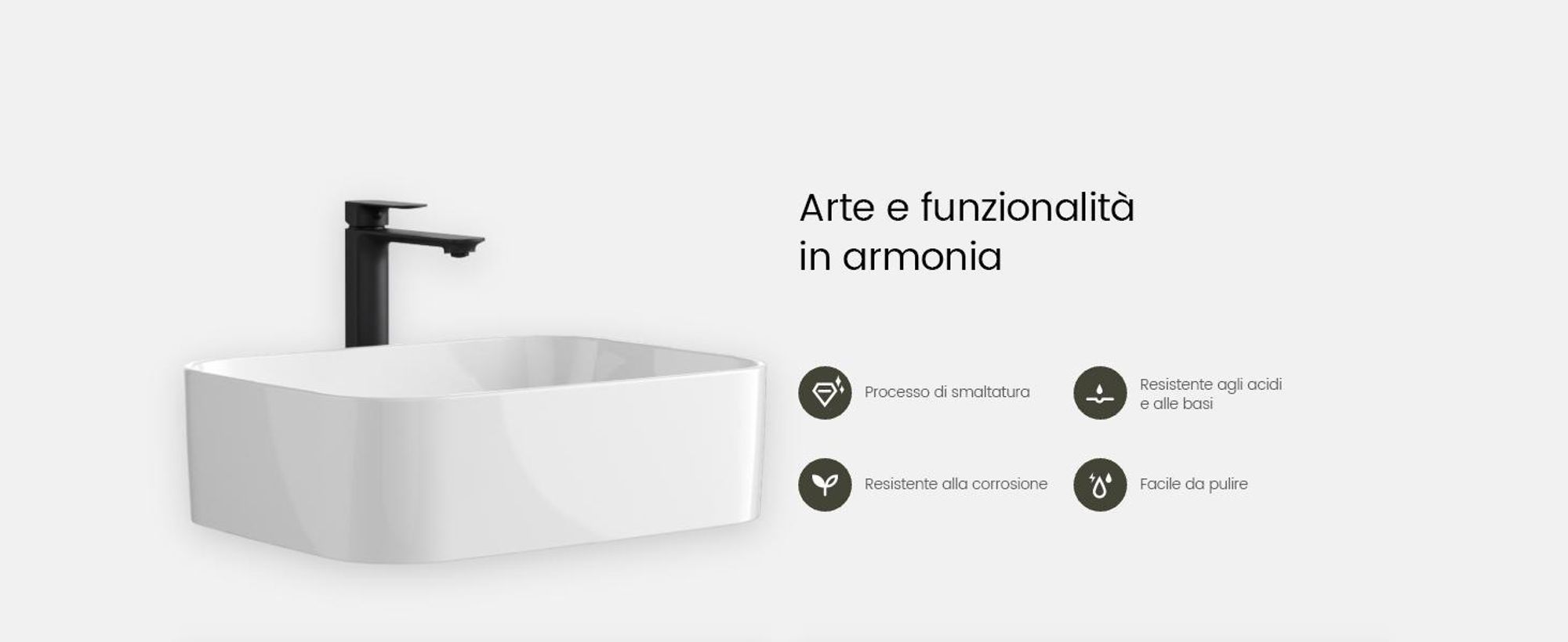 Lavabo da appoggio EMKE rettangolare 610 x 380 x 150 mm Bianco lucido Lavabo in ceramica Senza foro per rubinetteria – Ideale per rubinetteria a parete e rubinetteria ad arco alto