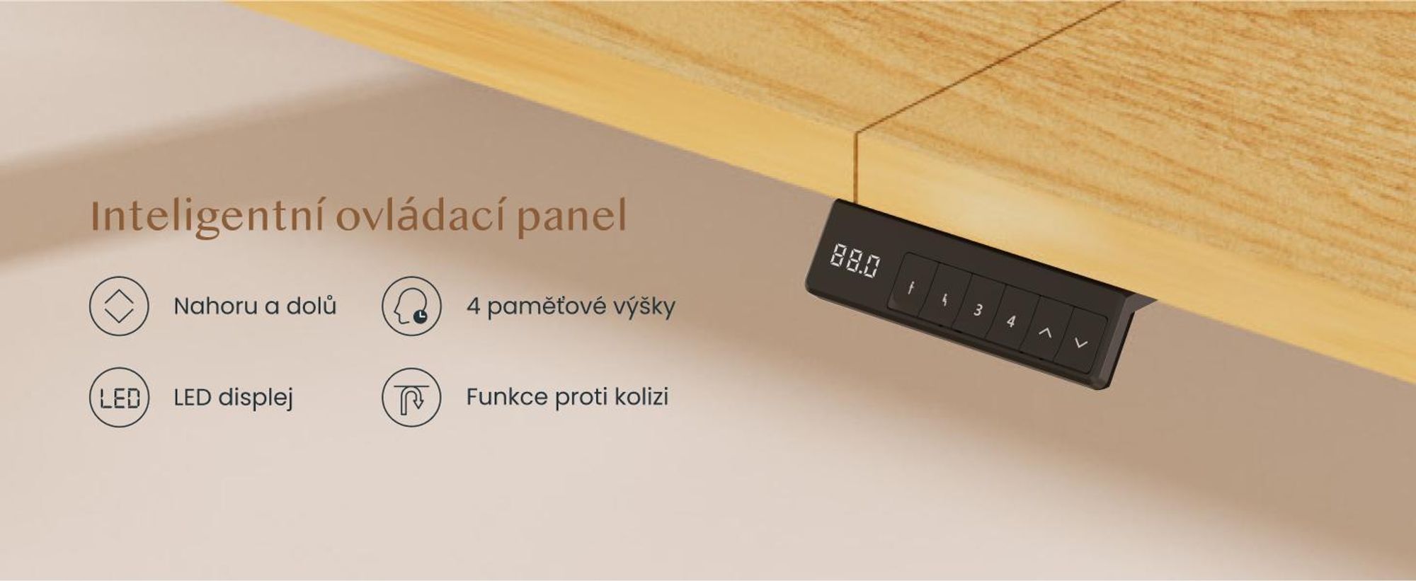 FLEXISPOT QB2 Elektricky výškově nastavitelný stůl 200 x 80 cm s prodlužovacím kabelem, 2 výkonnými motory, nosností 120 kg, 4 paměťovými pozicemi (javor)