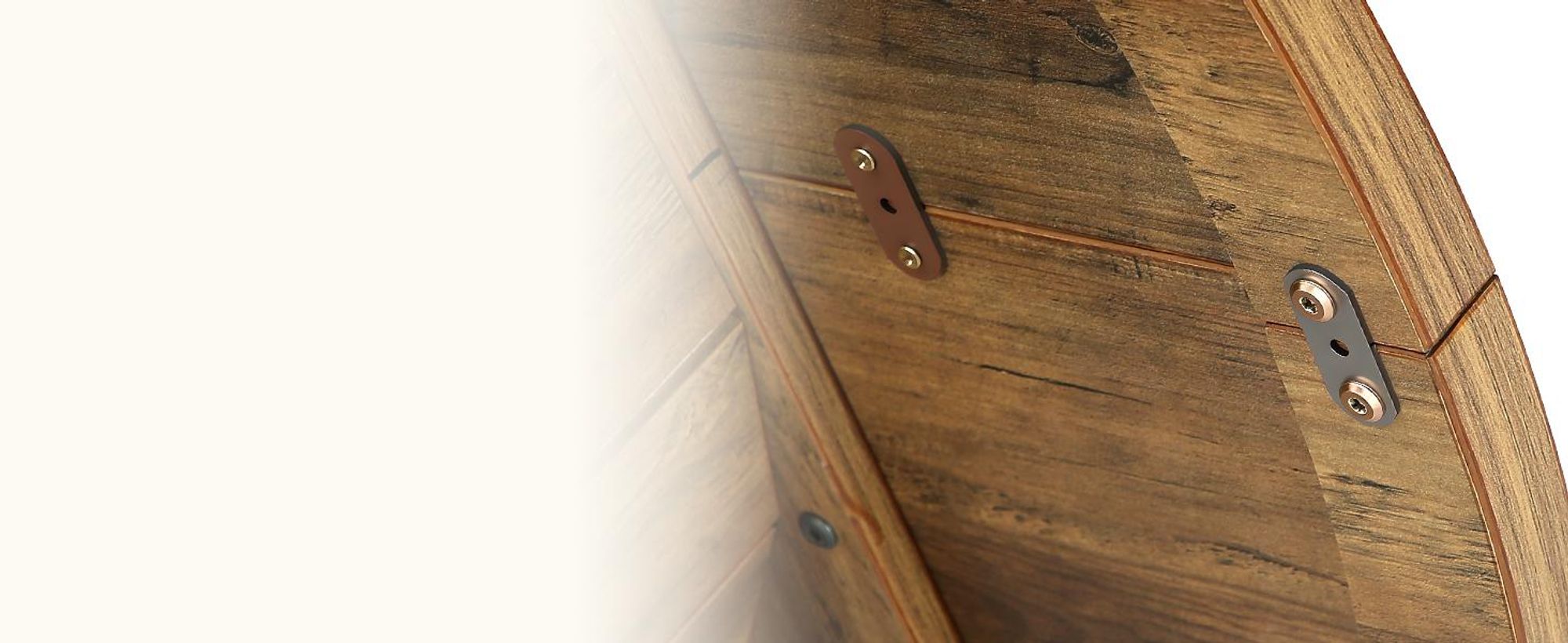 Tribesigns Farmhouse Runder Esstisch, 100 cm Esstisch für 4 Personen, Küchentisch mit geteilter Tischplatte und Zaunfuß, Esstisch, Rustikales Braun