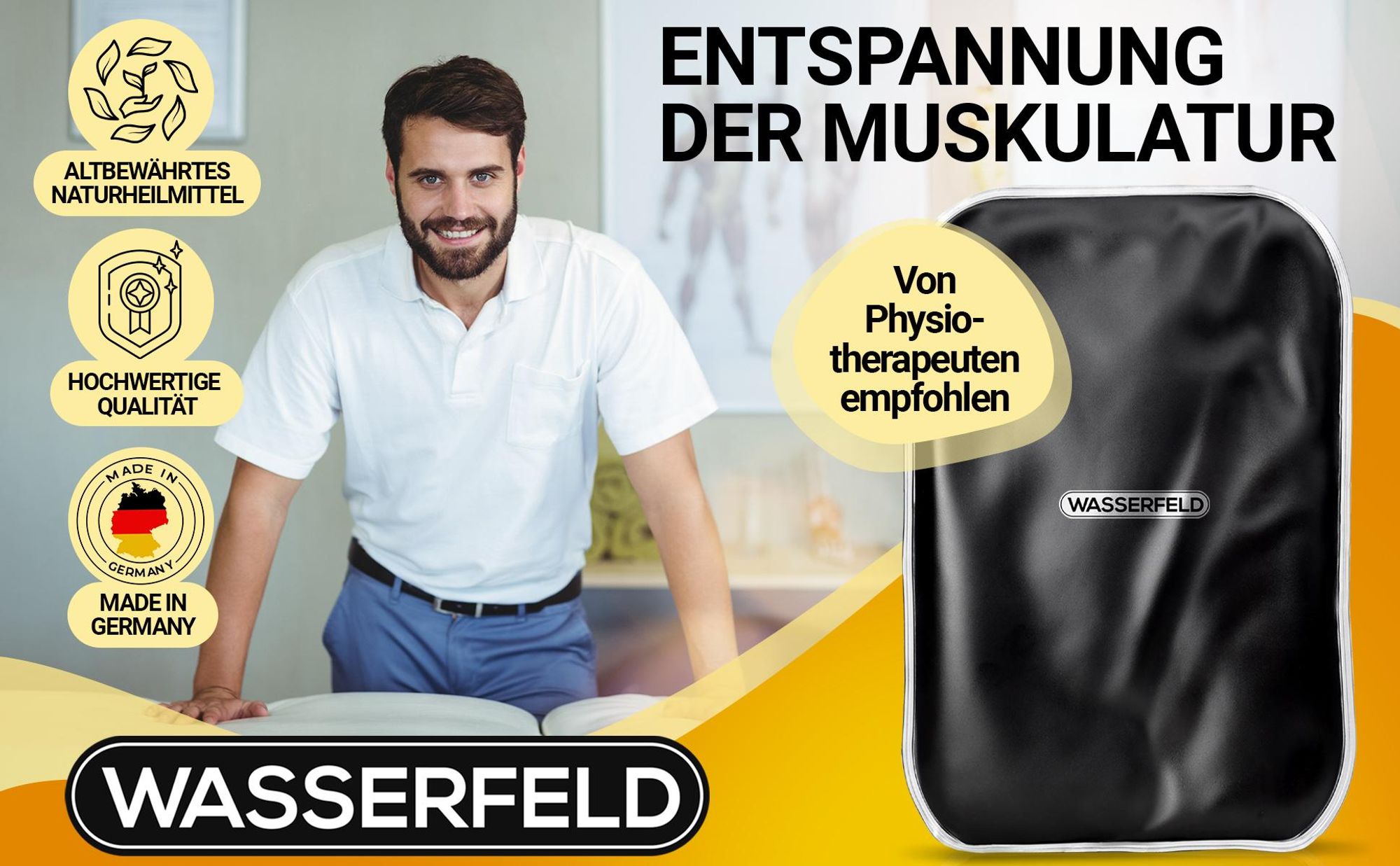 WASSERFELD® Moorkissen XXL für Mikrowelle | weicher Bezug |Hochwertiges Wärmekissen | Therapeutisches Moorkissen für Nacken, Schulter, Rücken & Bauch
