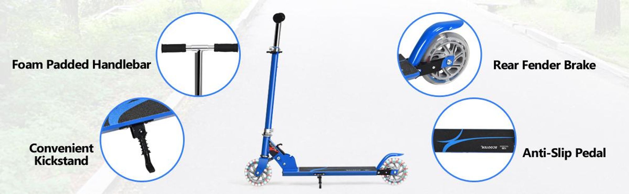 COSTWAY Kinder Roller mit LED Rädern, Cityroller höhenverstellbar, Kinder Scooter für Kinder ab 4+, Kinder Kickscooter, Tretroller für Junge & Mädchen