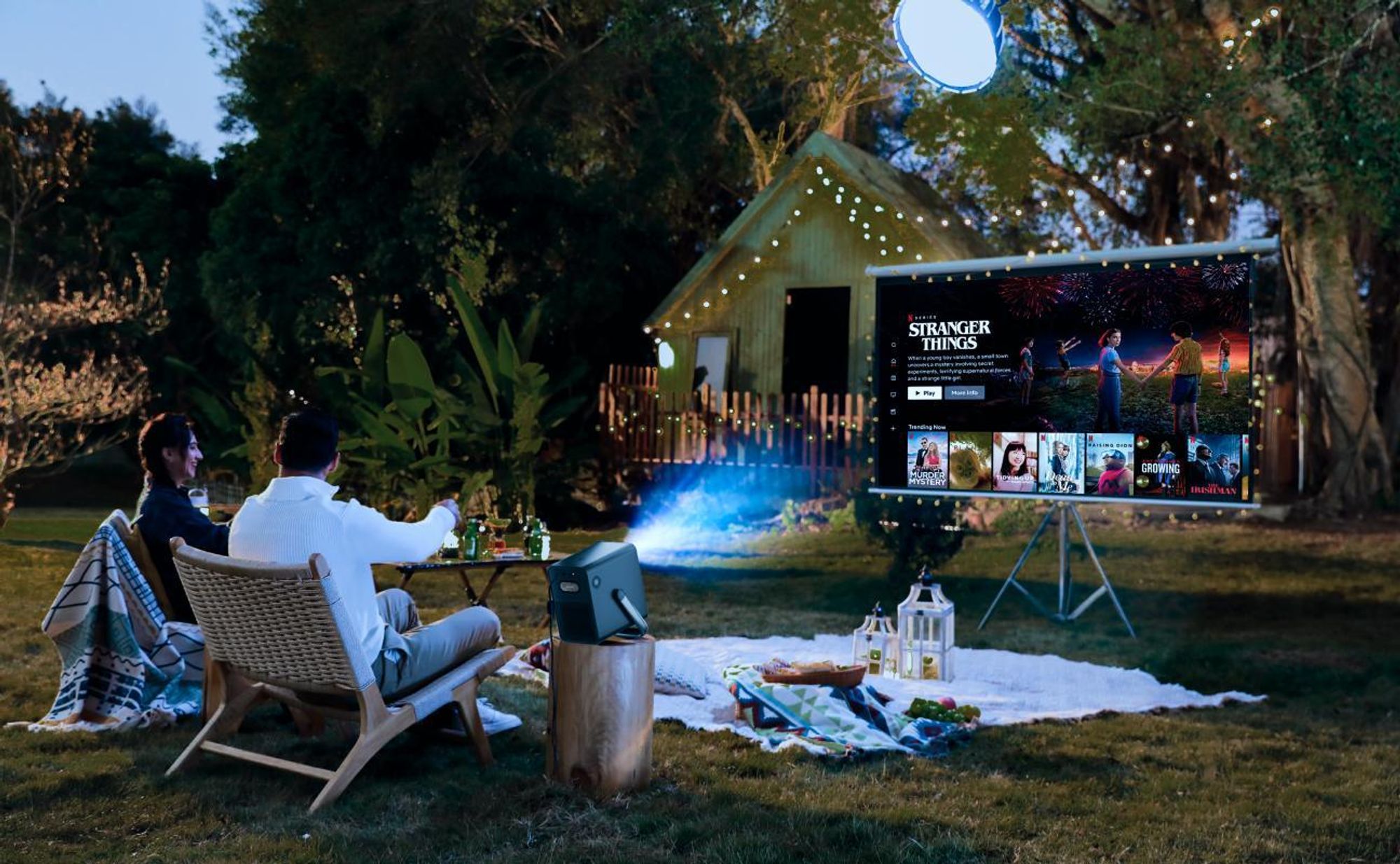 ULTIMEA projektor Android TV 11.0 s NETFLIX, podpora domácího kina 4K, svítivost 1000 ANSI lumenů, Dolby Audio, design s rukojetí pro přenášení, Poseidon E40 Smart Series