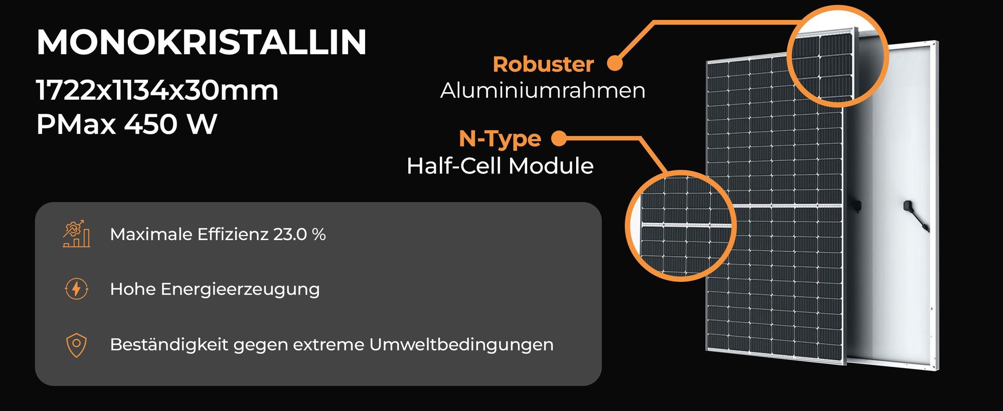SolarModul 450W N-Type for 900W Balkonkraftwerk