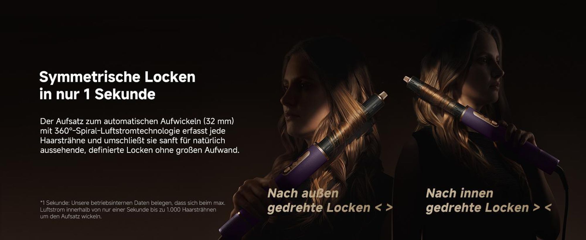 Dreame AirStyle Pro,7in1-Multistyler,Schnelltrocknend,2 Lockenaufsätze,Volumen für das Haar,glättende Bürste,Kräusel-Reduzierung,2026Neue Version,Lila