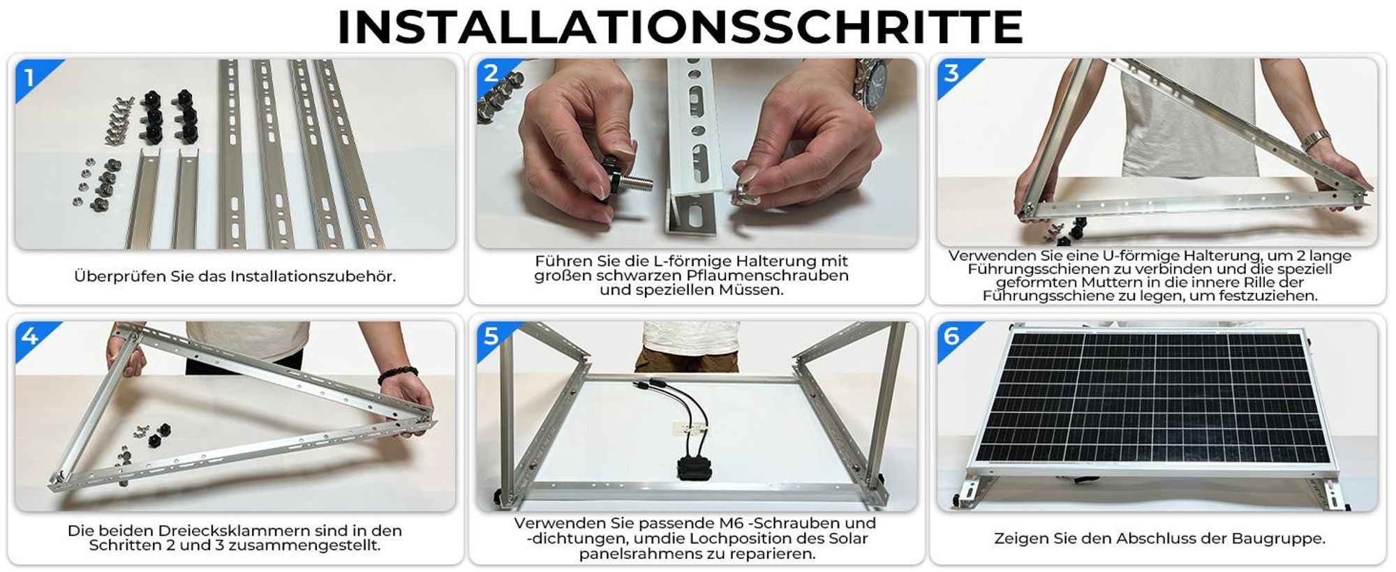 2 Paar 114 cm Solarpanel Halterung Flachdach Solarmodul Balkonkraftwerk Halterung für Dachhalterungen, Pv Modul Solarmodule