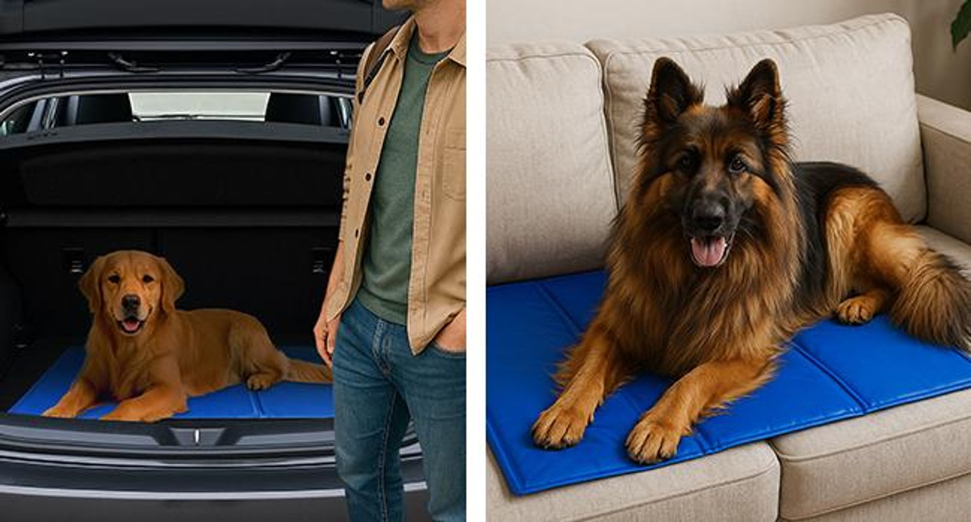 KRUMAD Kühlmatte Hund XXL 110x70cm, selbstkühlend, Gelmatte, faltbar, wasserdicht, ungiftig, ideal für große Hunde, Reisen, Sommer