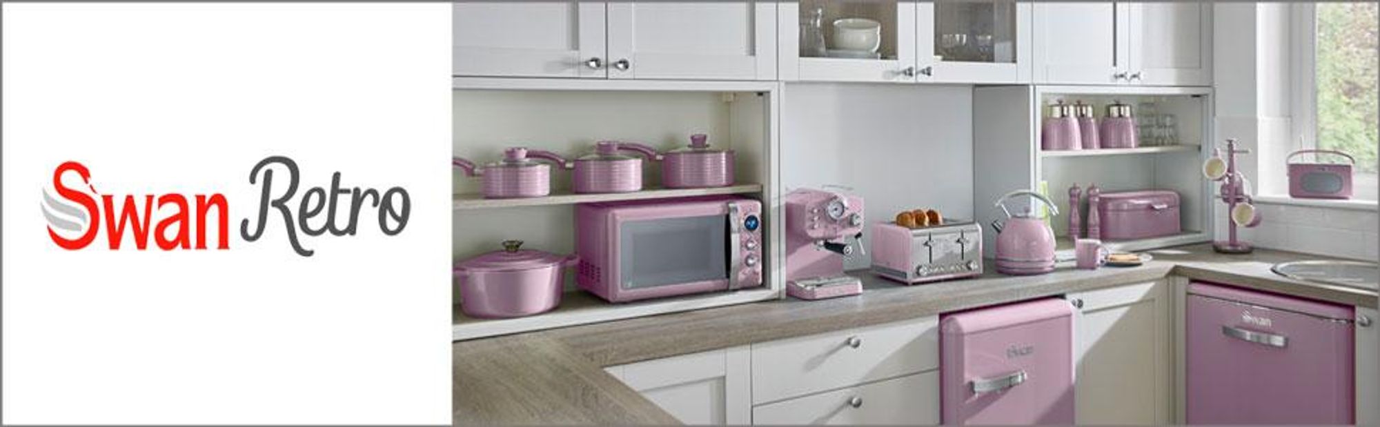 SWAN SK14630PNEU Retro Elektrisch Wasserkocher 1,8L Vintage Abschaltautomatik Kabellos, Edelstahl Rosa
