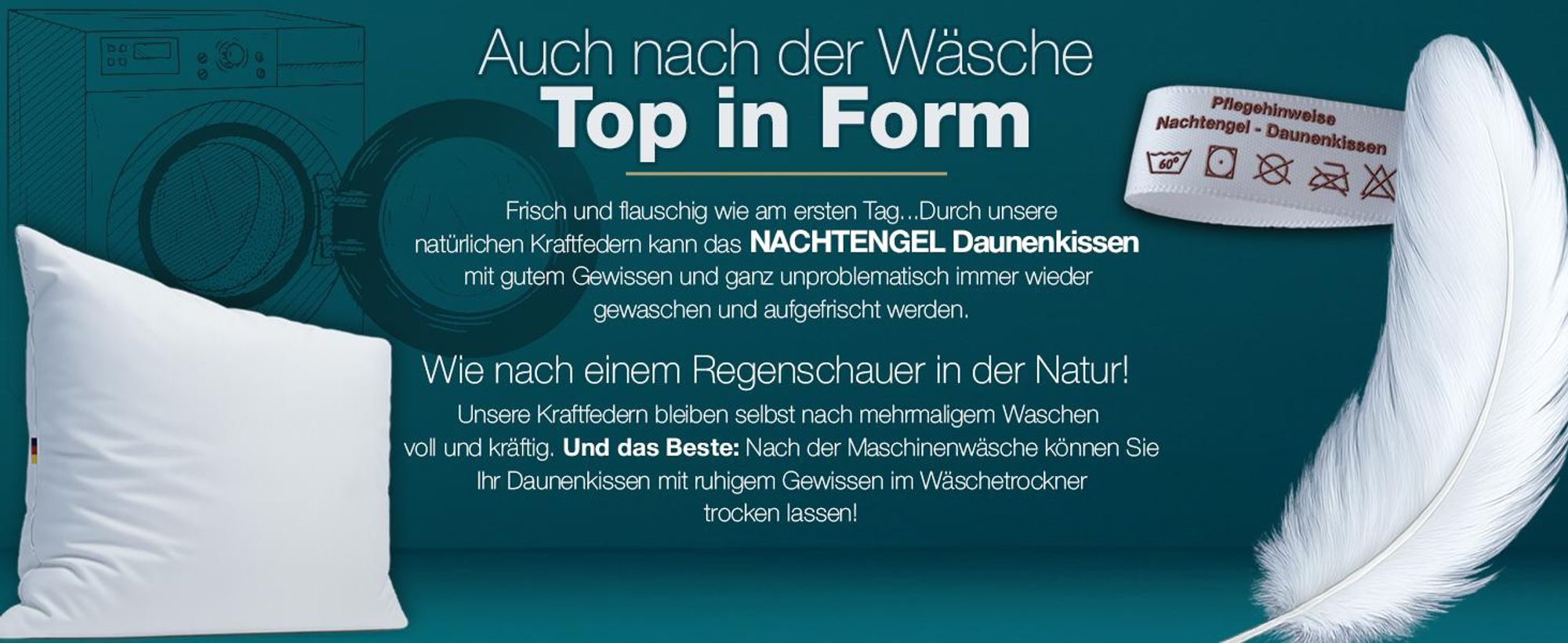Daunenkissen 3-Kammer Kopfkissen 80x80 aus 100 % Daunen & Federn – Germany, atmungsaktives Federkopfkissen für alle Schlaftypen