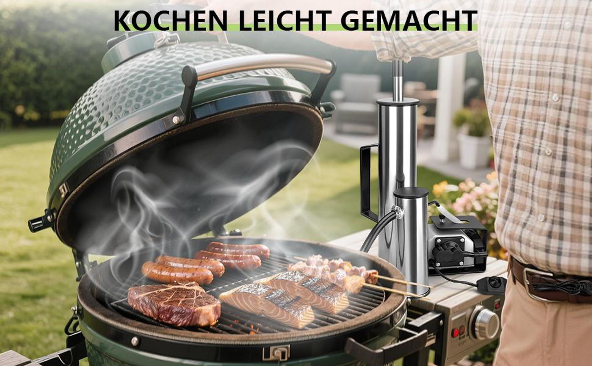 Rauchgenerator Mit Elektrischer 25W Pumpe, Kaltrauchgenerator Mit Hitzebeständigem Griff, Einstellbare Geschwindigkeit, Sammelt Teer,für Rauchöfen BBQ
