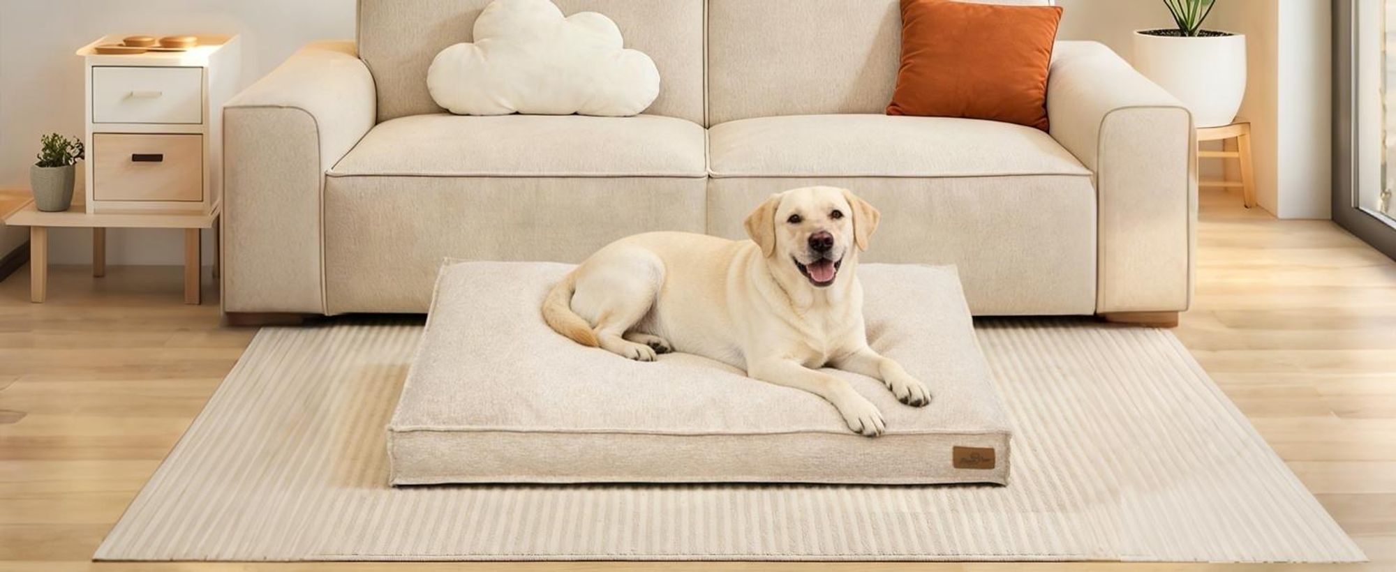 WISFOR Hundebett Hundesofa Hundecouch Hundekissen Rutschfest, waschbar Bezug abnehmbar 2XL: 118 x 89 x 12 cm, Khaki