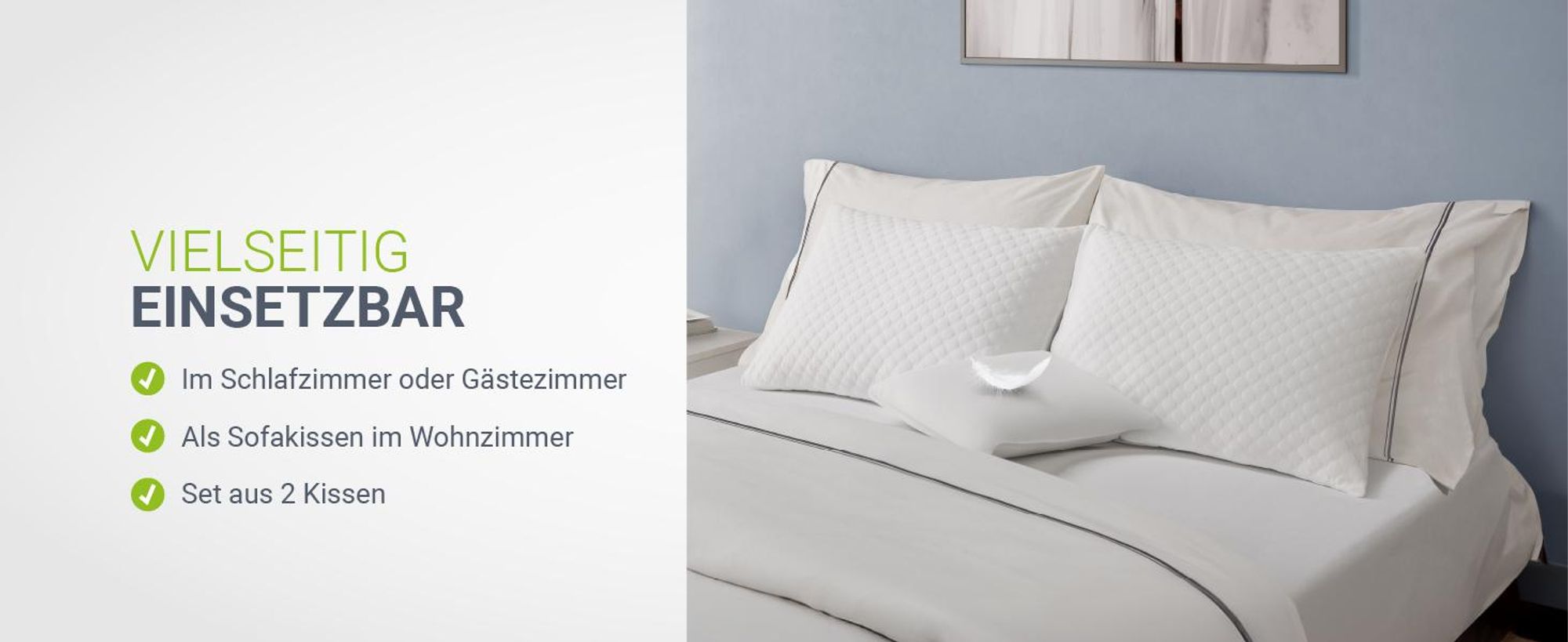 Juskys Kissen 40x60 cm für Bett - 2er Set Kopfkissen mit Memory-Foam Füllung - Weiß