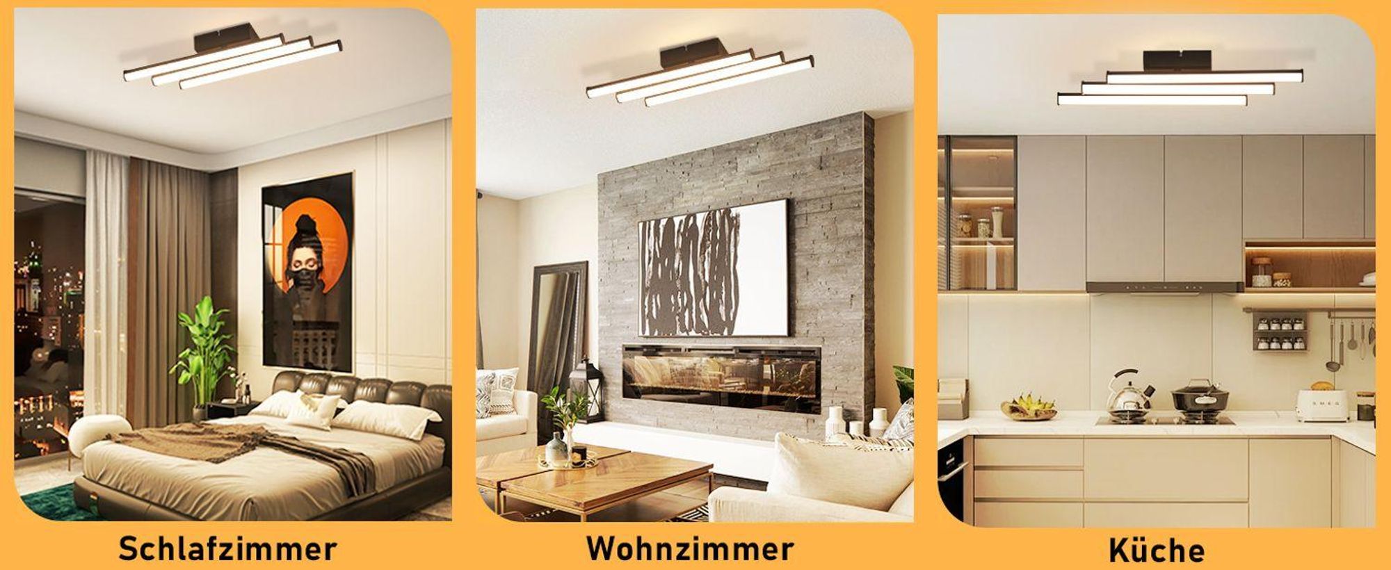 ZMH Plafondlamp Modern, Keukenlamp Zwart, 18W, Slaapkamerlamp, Binnenverlichting, Woonkamerlamp, 3000K Warmwit Licht, LED Plafondverlichting voor Keuken, Hal