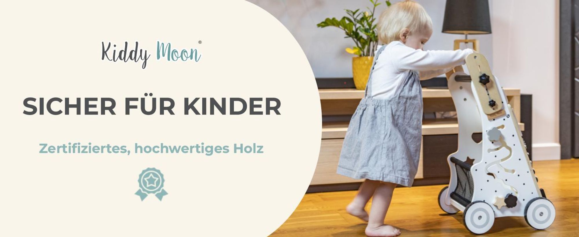 KiddyMoon Lauflernwagen holz für Kinder Verstellbarer Griff - Multifunktion Holzspielzeug Montessori spielzeug Lauflernhilfe Gehhilfe - Mehrfarbig