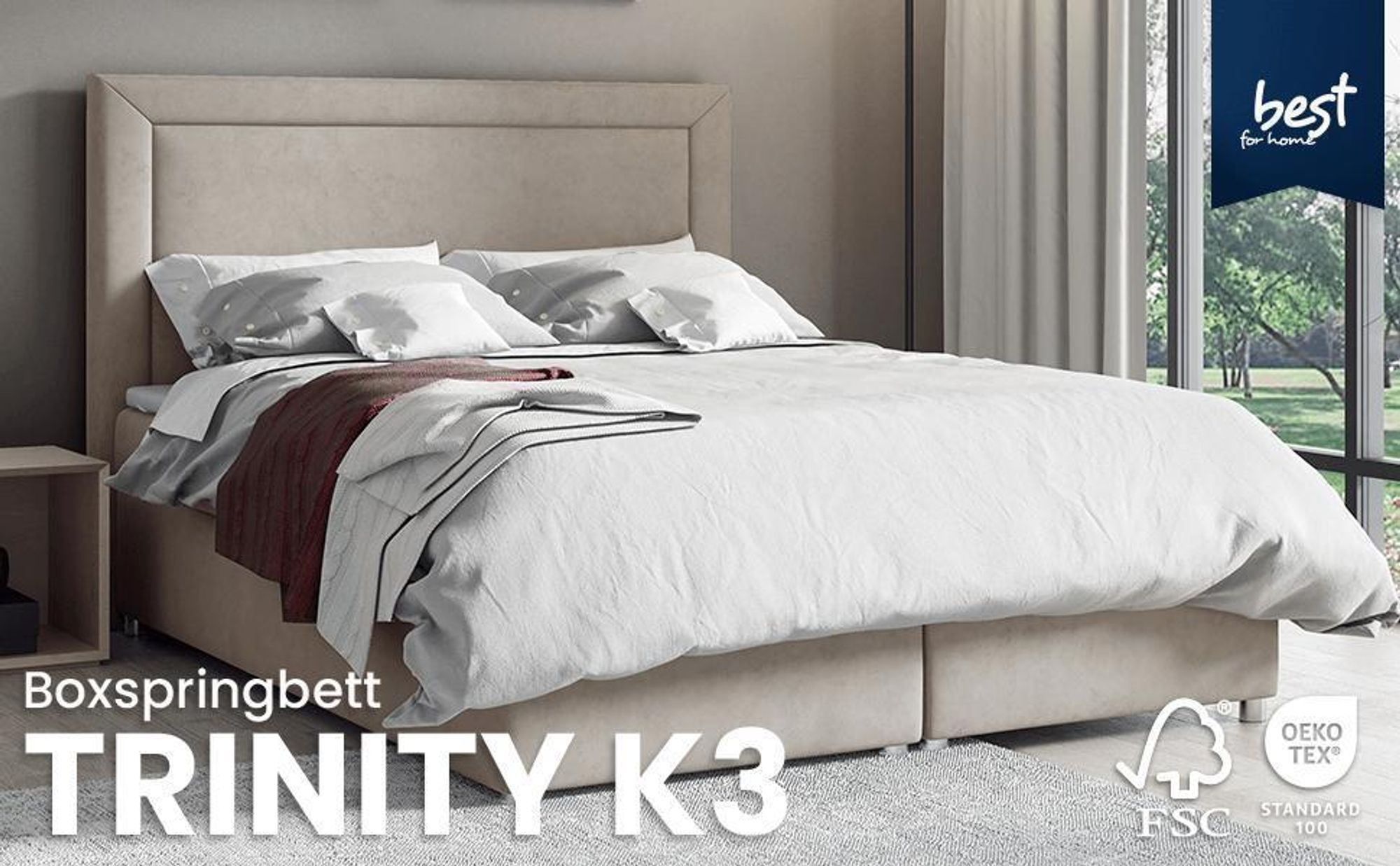 Best for Home Boxspringbett mit Bettkasten Trinity K-3 Bonellfederkern inkl. Topper, mit Lieferung 200x200-Mintgrün