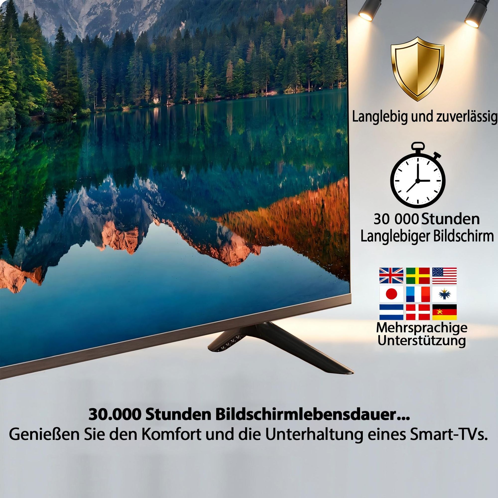 Hikers 43Z1 Fernseher Smart TV - 43 Zoll Bildschirm FHD 1920*1080 Auflösung Android Kompatibel Dolby Atmos Klangqualität - Schwarz