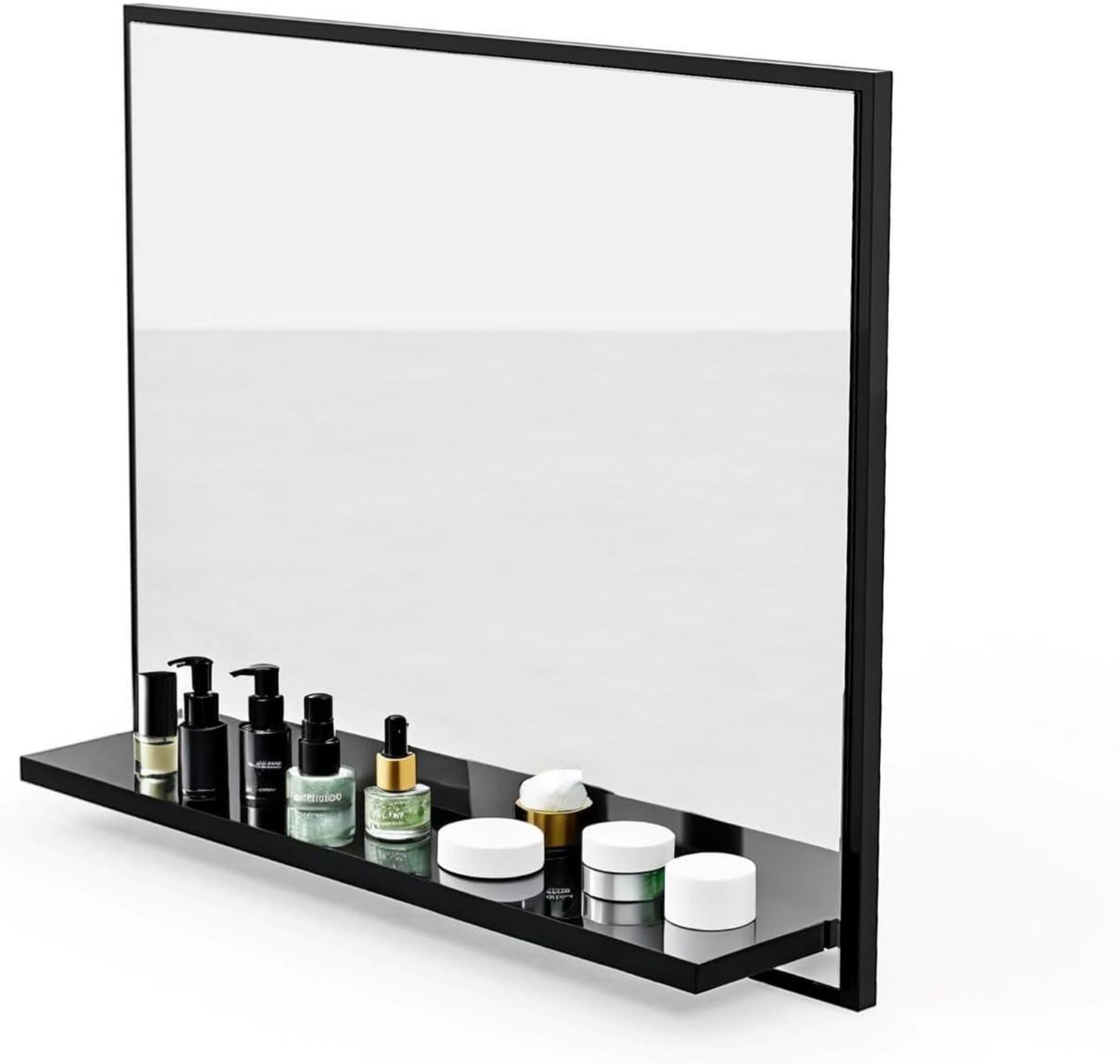 Badspiegel mit Beleuchtung Sonoma H:50 x B:60 cm - Bathroom Mirror IP44 - Badezimmer Spiegel Rechteckig mit Ablage und LED 4000K - Wandspiegel