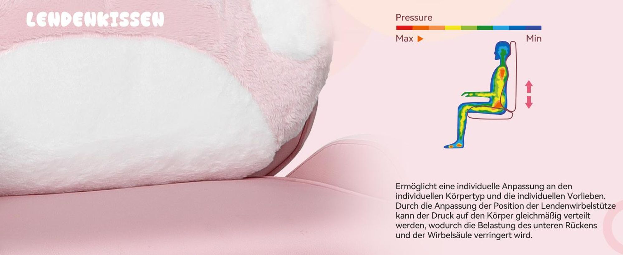 Puluomis Gaming Stuhl mit Fußstütze, Bürostuhl Chefsessel Schreibtischstuhl Racing Stuhl ergonomisch drehbar höhenverstellbar Katze Weiß Pink