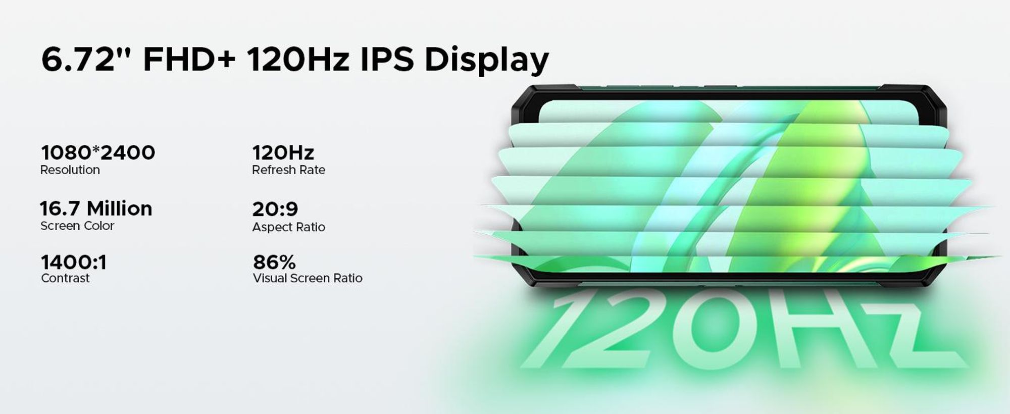 DOOGEE S200 Ultra– smartphone, 5G, stupeň krytí IP68/IP69K, 6,72" displej s obnovovací frekvencí 120 Hz, 1,32" AMOLED displej, baterie 11000 mAh,