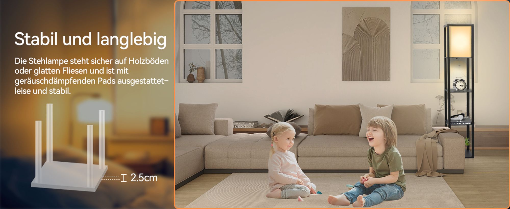 Puluomis 3 Ebene Stehlampe Stehleuchte Standleuchte standlampe Bodenlampe, E27 Innenbeleuchtung für Schlafzimmer Wohnzimmer Holz Regal Schwarz 160cm