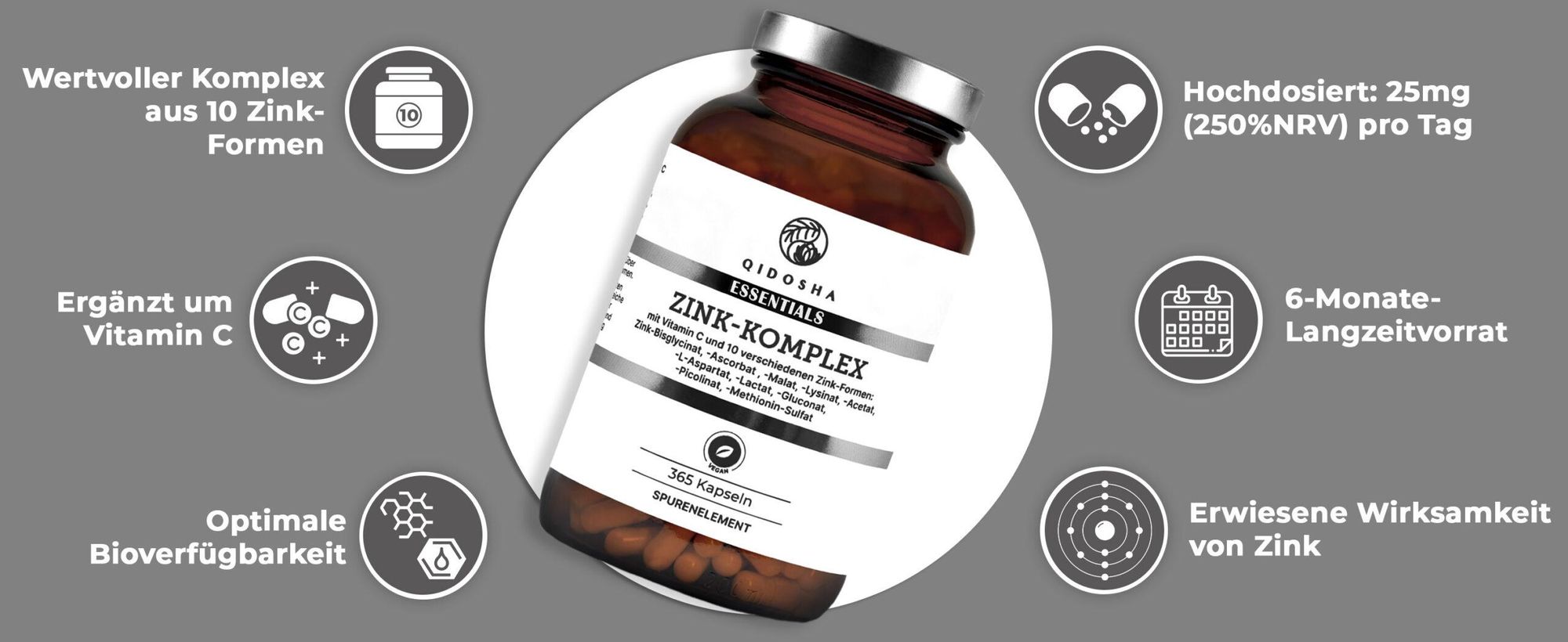 QIDOSHA Zink-Komplex plus Vitamin C: Qualität