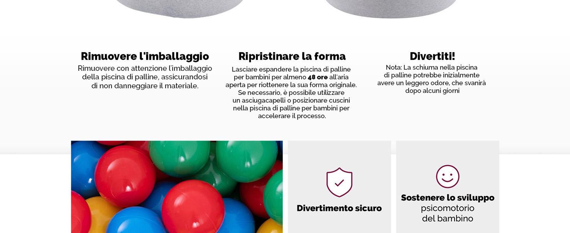 MISIOO Smart ball bath - Bambini per cameretta - 200 palline - Giocattoli - Lavabile in lavatrice - Oeko-Tex - 90 x 30 cm - Grigio chiaro - Rosso/Verde/Blu/Giallo