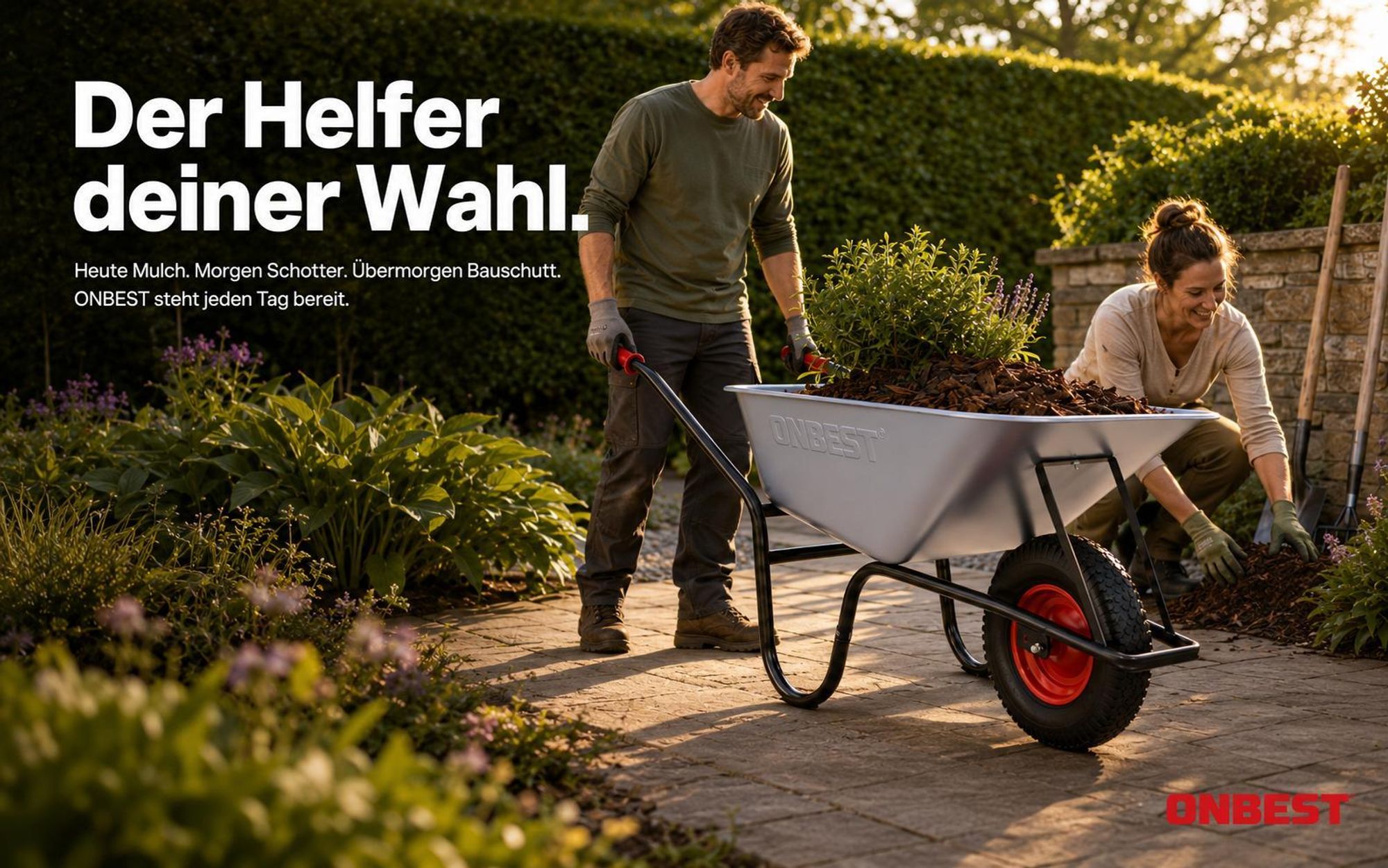 ONBEST Schubkarre WB250 | inklusive Gartenabfallsack | 100 L | 250 kg Tragkraft | Verzinkt | Luftreifen
