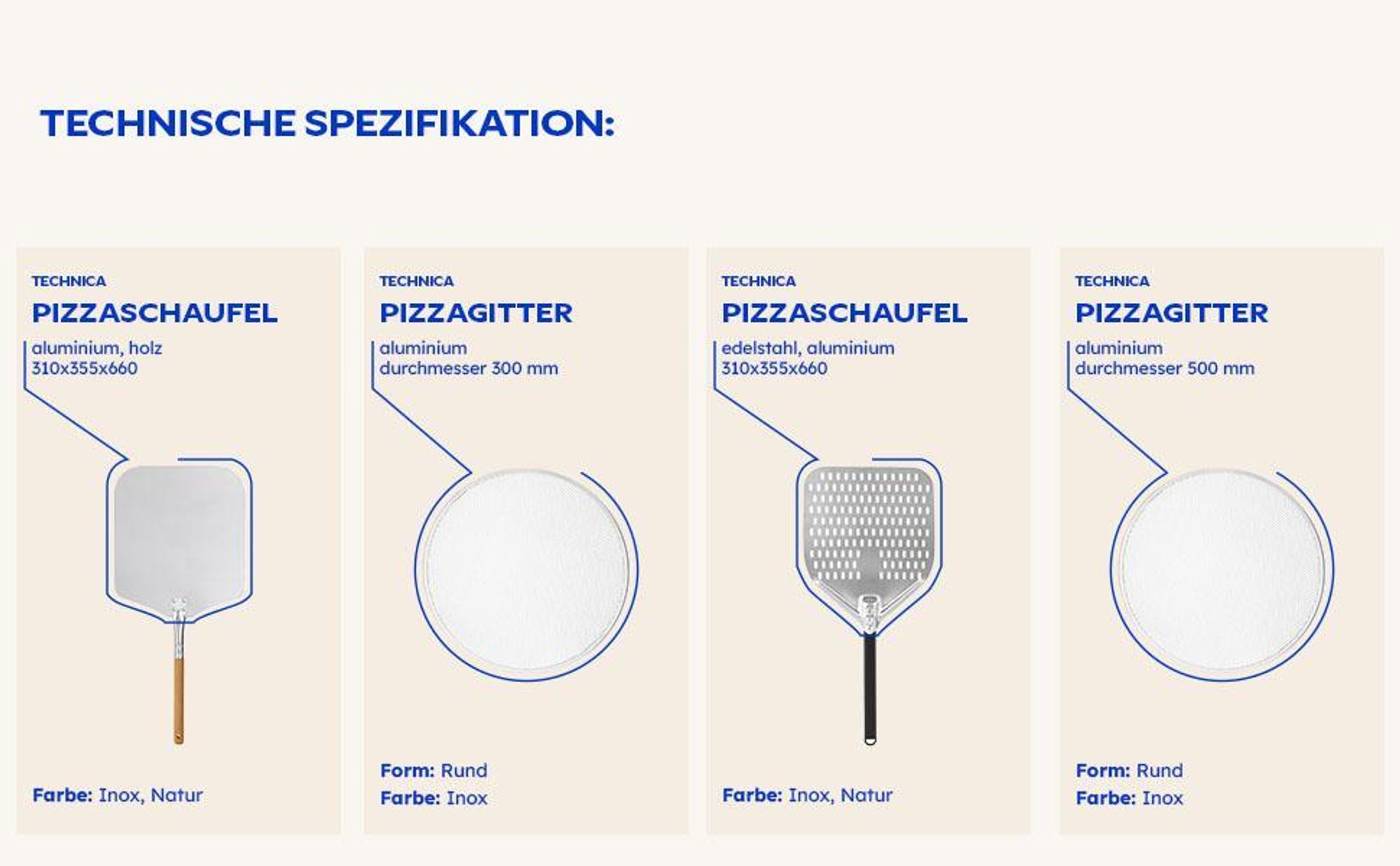 TECHNICA Pizzaschieber perforiert 310x355x1200 mm – Quadratische Pizzaschaufel Ergonomischer Aluminiumgriff – Pizzaschieber aus Edelstahl – Ideal für Steinofen & Gas Pizzaofen