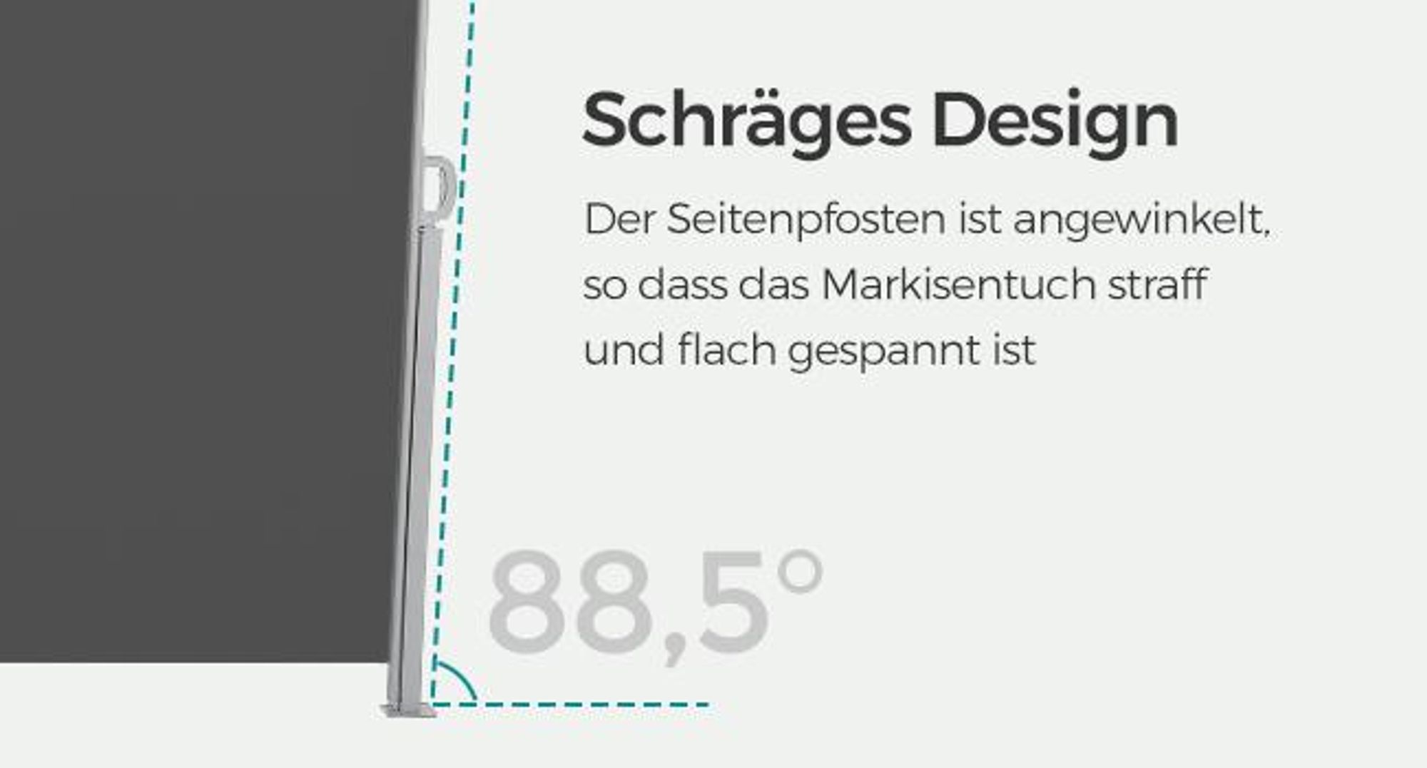 SONGMICS Seitenmarkise, Sichtschutz, 180 x 300 cm, ausziehbar，Markise, aus 220 g/m² Polyester,Blickdicht, Seitenrollo, für Balkon, Terrasse, Garten, anthrazit GSA180TG