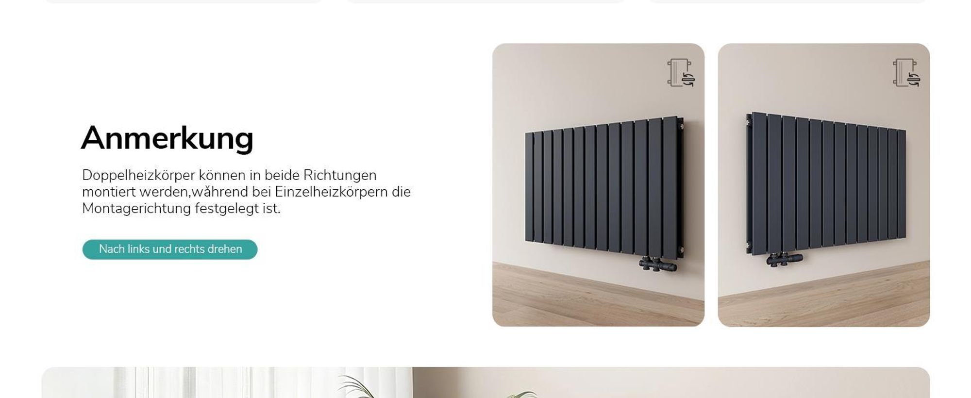 EMKE Design Paneelheizkörper Horizontal 630x616mm 805W Flachheizkörper Anthrazit Heizkörper Doppellagig SPCC-Stahl Seitenanschluss ohne Heizstab