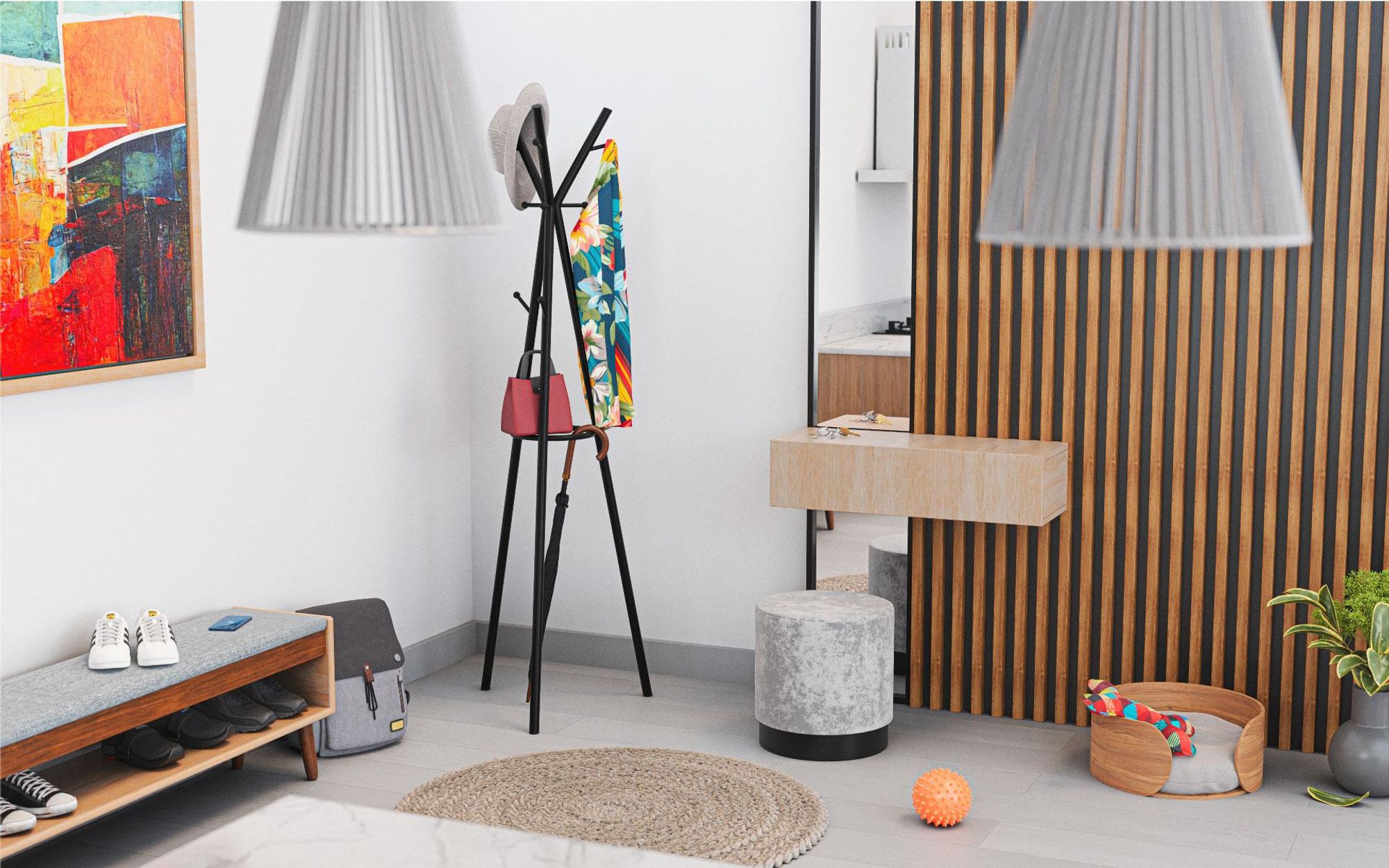 MARK ADLER Host 3.0 Garderobenständer, Kleiderständer aus Stahl, Garderobe in Baumform, Haken