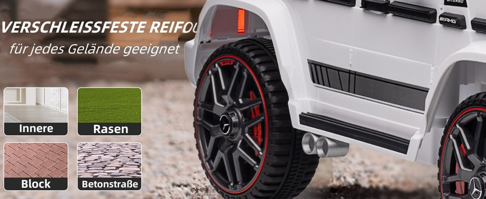 FCH Elektroautos für Kinder Mercedes Benz G63 AMG mit 12V Elektrofahrzeug 2,4G Fernbedienung, 2-türiges Kinder-Elektrofahrzeug mit MP3 Weiß
