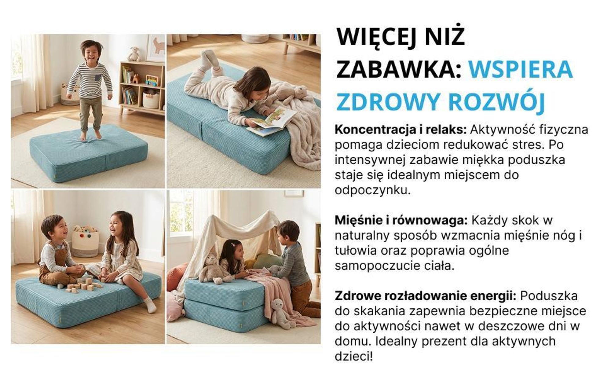 poduszka materac trampolina dziecięca domowa duża skakanie podskoki trampolinowa zabawowa