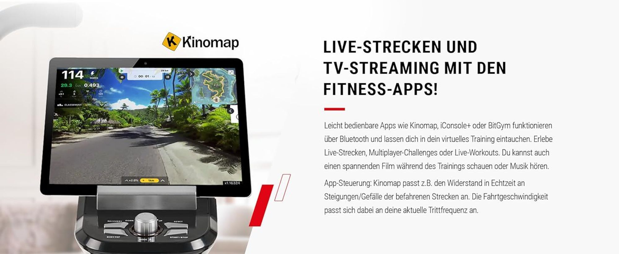 HAMMER Ergometer Cardio XT6 BT, tiefer Einstieg, für müheloses Aufsitzen, optimaler Pedalabstand, Training durch App-Steuerung möglich
