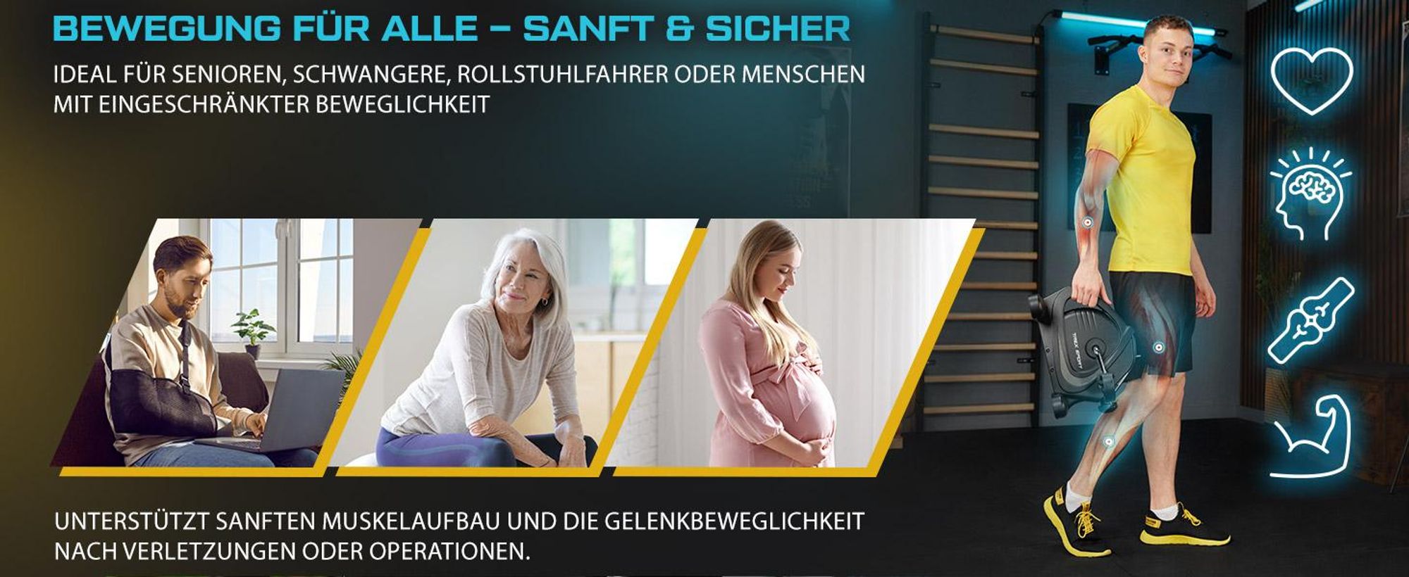 TREX SPORT Mini Bike Heimtrainer TX-120BB BOIL Pedaltrainer | 2in1 Beine & Arme Fitnessgerät | kompakt, leise, gelenkschonend, bis 120kg, für Senioren